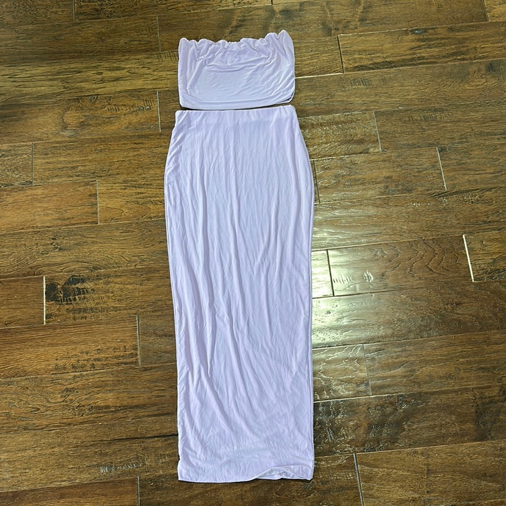 Fashion Nova Lavender Strapless Two-Piece Outfit